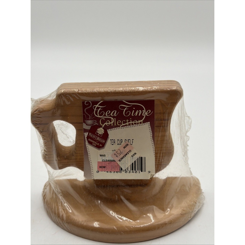 Vintage 1980's Tea Cup Shelf Trinket Shelf Walnut Hollow Tea Time Collection NOS